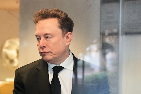 Elon Musk arrives at the US District Court in Oakland, California in April this year. 