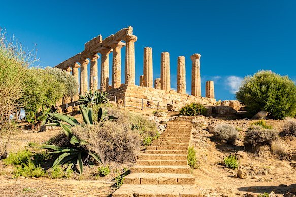 The Temple of Juno in the Valley of the Temples, close to the Sicilian hilltop city of Agrigento.