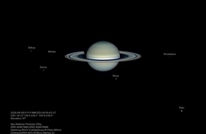 APOD: 2026 August 11 – Six Moons of Saturn – NASA Science