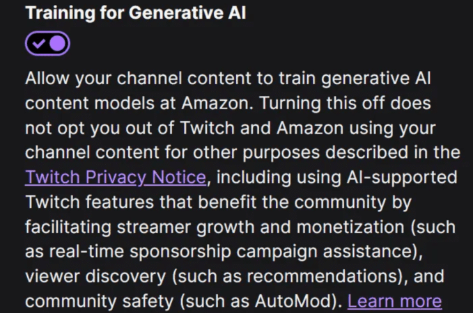 Amazon will train on Twitch streamers’ content by default, unless they opt out | TechCrunch
