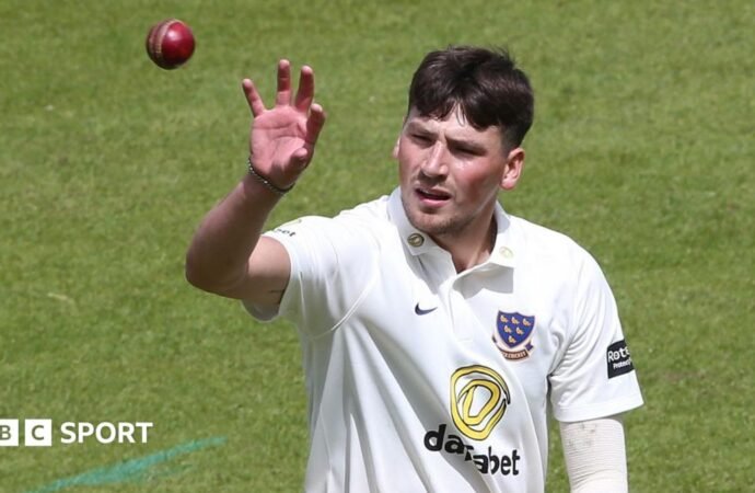 County Championship: Henry Crocombe takes hat-trick for Sussex against Somerset