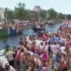 Crowds line Amsterdam’s canals for Pride boat parade