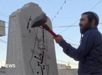 Far-right Israeli lawmaker damages Palestinian memorial with sledgehammer