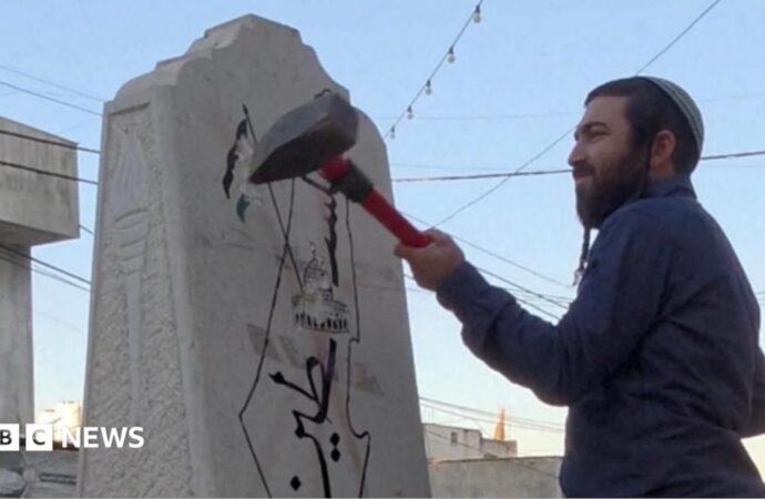 Far-right Israeli lawmaker damages Palestinian memorial with sledgehammer