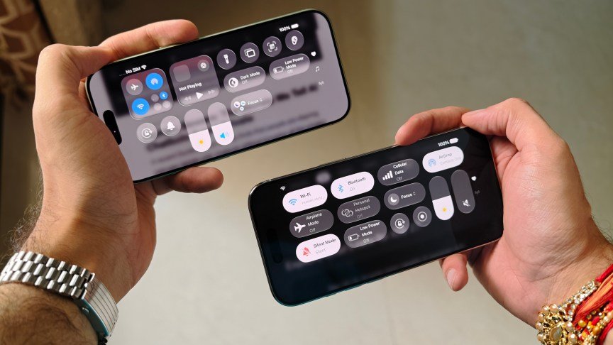Prakhar Khanna holding an iOS 26-running iPhone 17 and iOS 27 beta-running iPhone Air