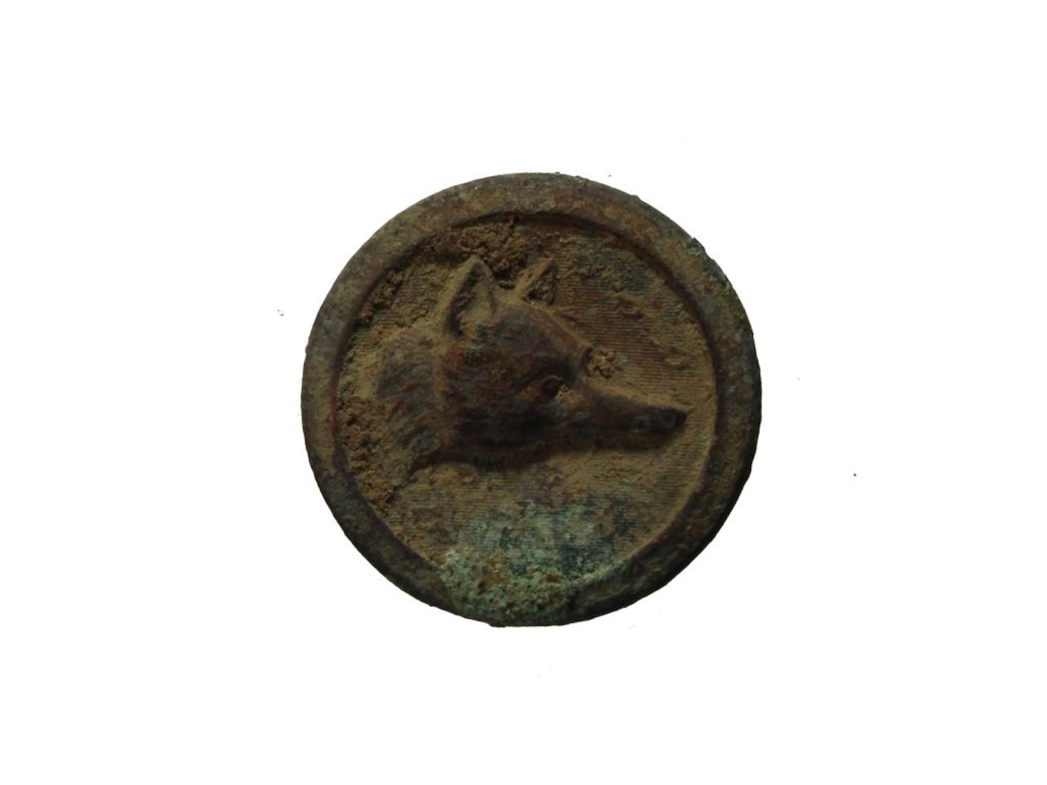 19th century livery button with wolf design