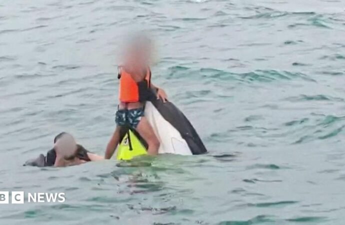 Moment family rescued after 16 hours floating on jet ski off Thailand