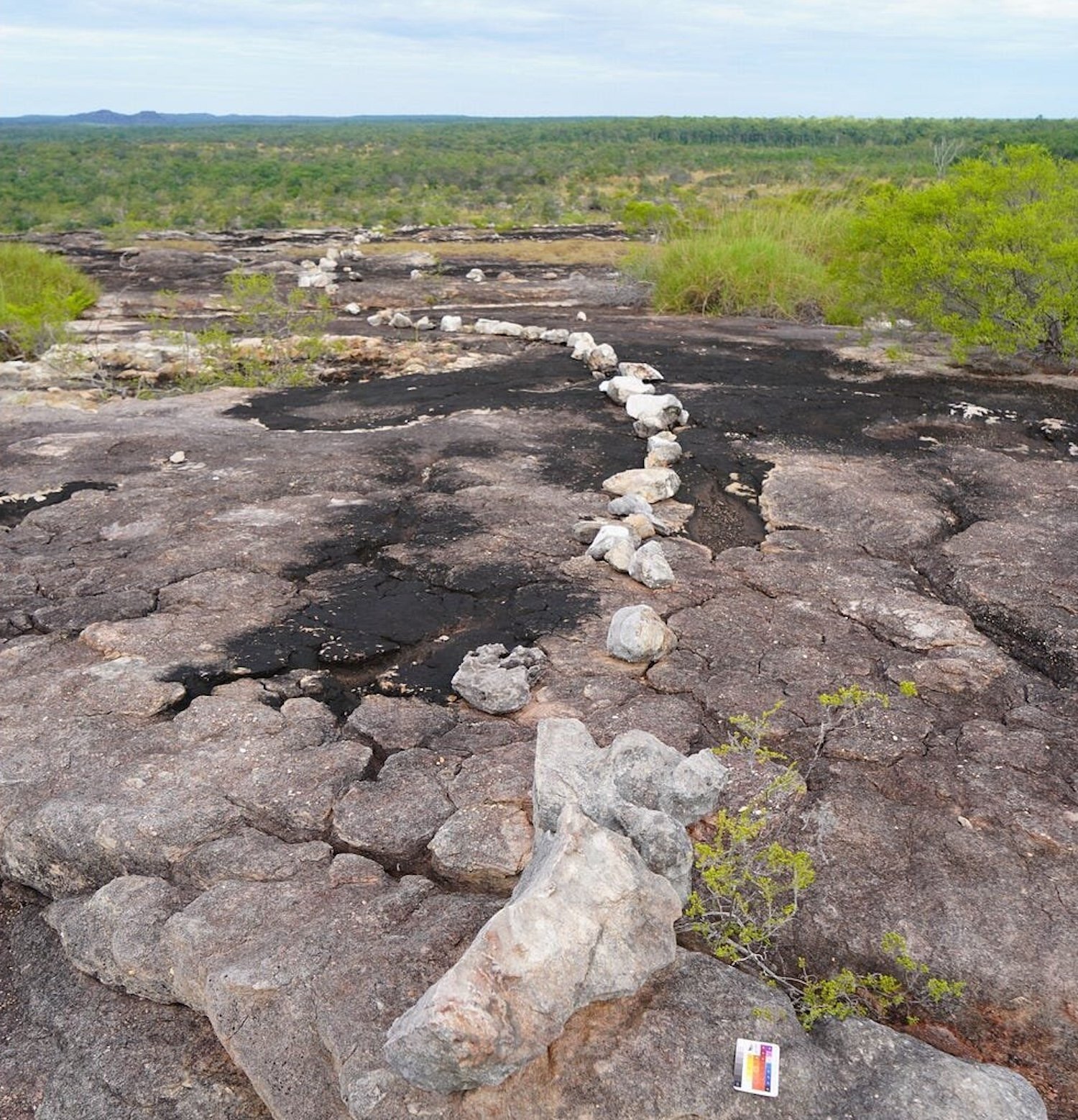 Stones formed in the shape of a Rainbow Serpent in Australia