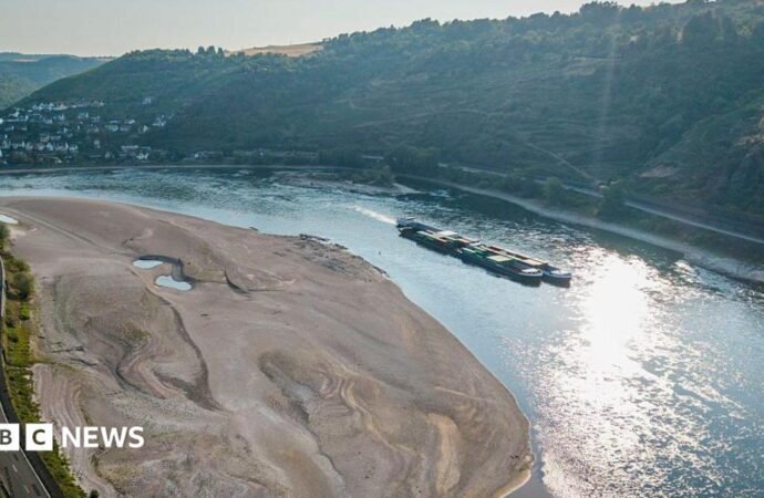 Rhine falls to record low levels as drought strains Europe’s rivers
