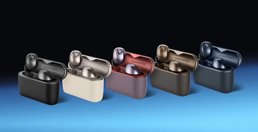 The Sennheiser Momentum 5 True Wireless shown in their 5 color options