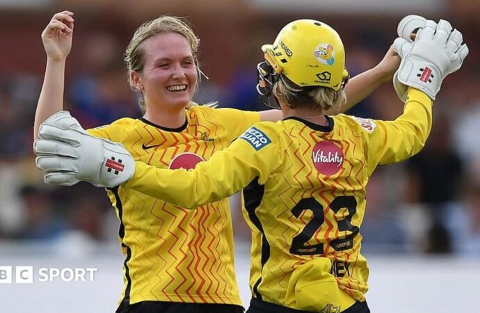 The Hundred final: Trent Rockets bowl Sunrisers Leeds out for 91 to win women’s competition
