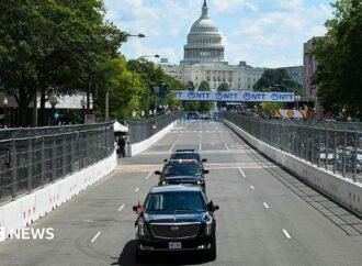 Trump arrives at high-speed IndyCar race through Washington’s streets