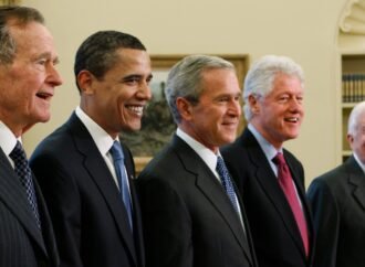Trump goes unmentioned but not ignored as Clinton, Bush and Obama step up as essayists on presidents