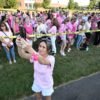 Women in pink rally in support of Lindsay Clancy who is on trial for killing 3 children