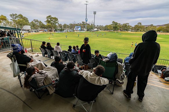Locals gathered to watch a football final at Traeger Park oval between the Rovers and Pioneers.