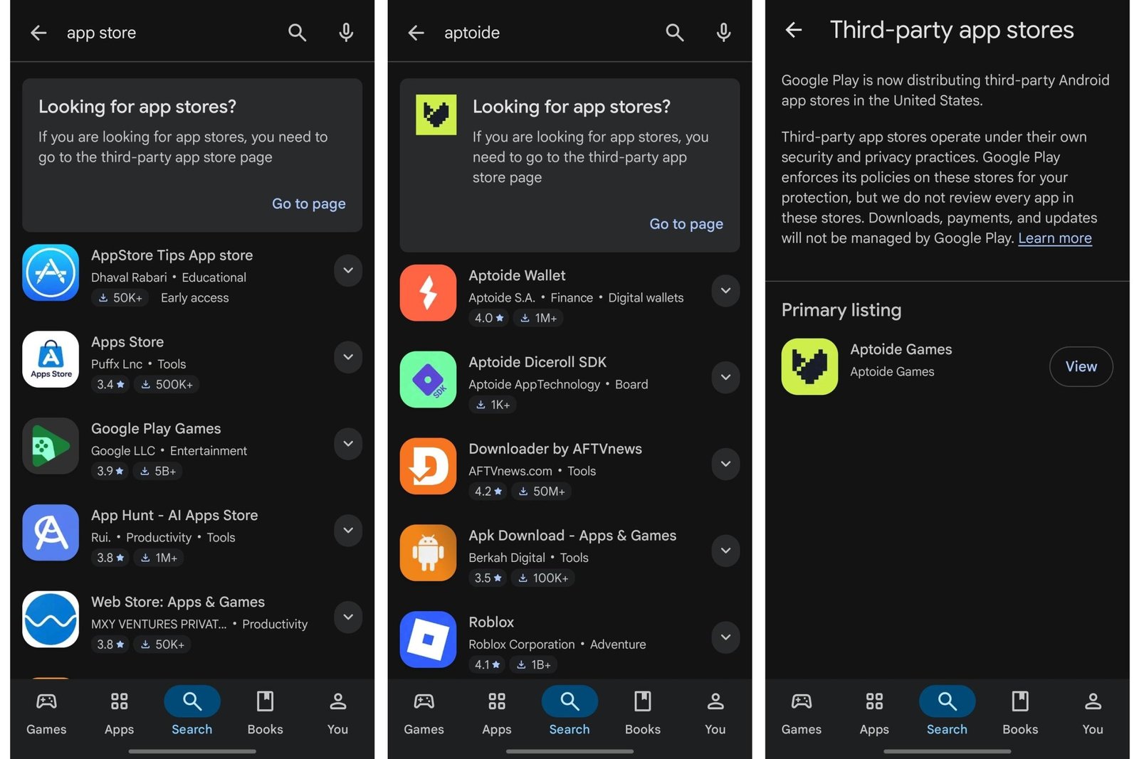 These are my own screenshots, not the live demo shown in court, as no photography is allowed there.