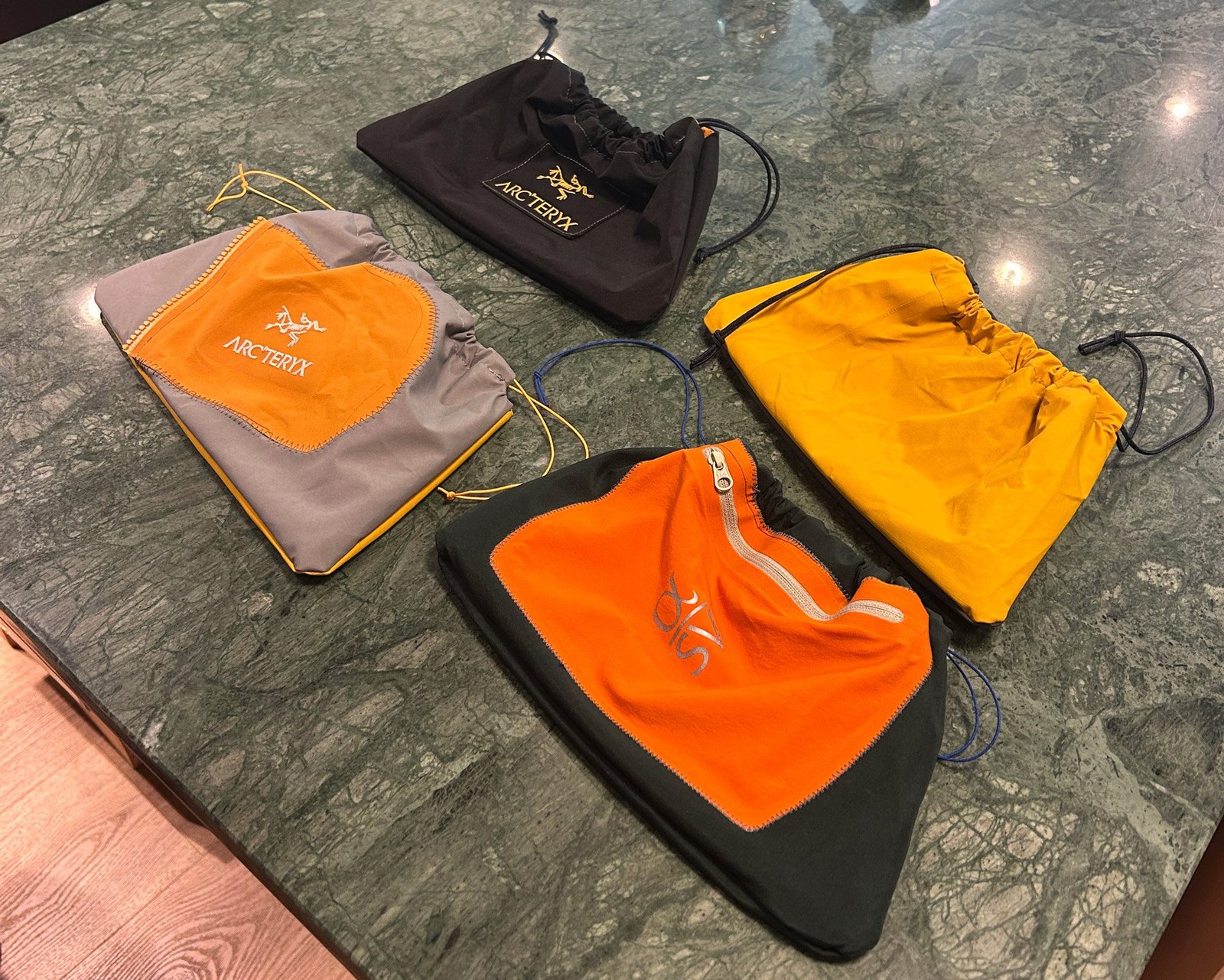 Arc'teryx pouches made from old jackets