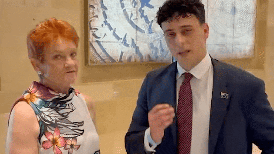 Pauline Hanson gave an interview to far-right influencer Andre Mamet last month in London.