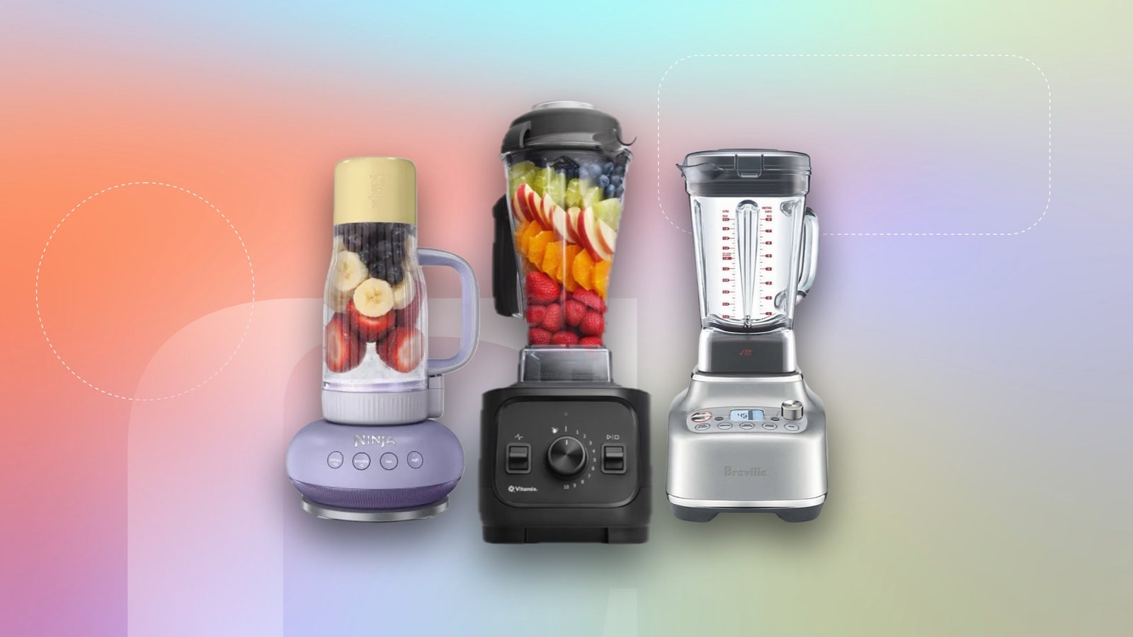 Three blenders on a gradient background