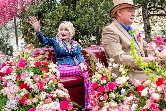 Dolly Parton make an appearance at the theme park in 2024.