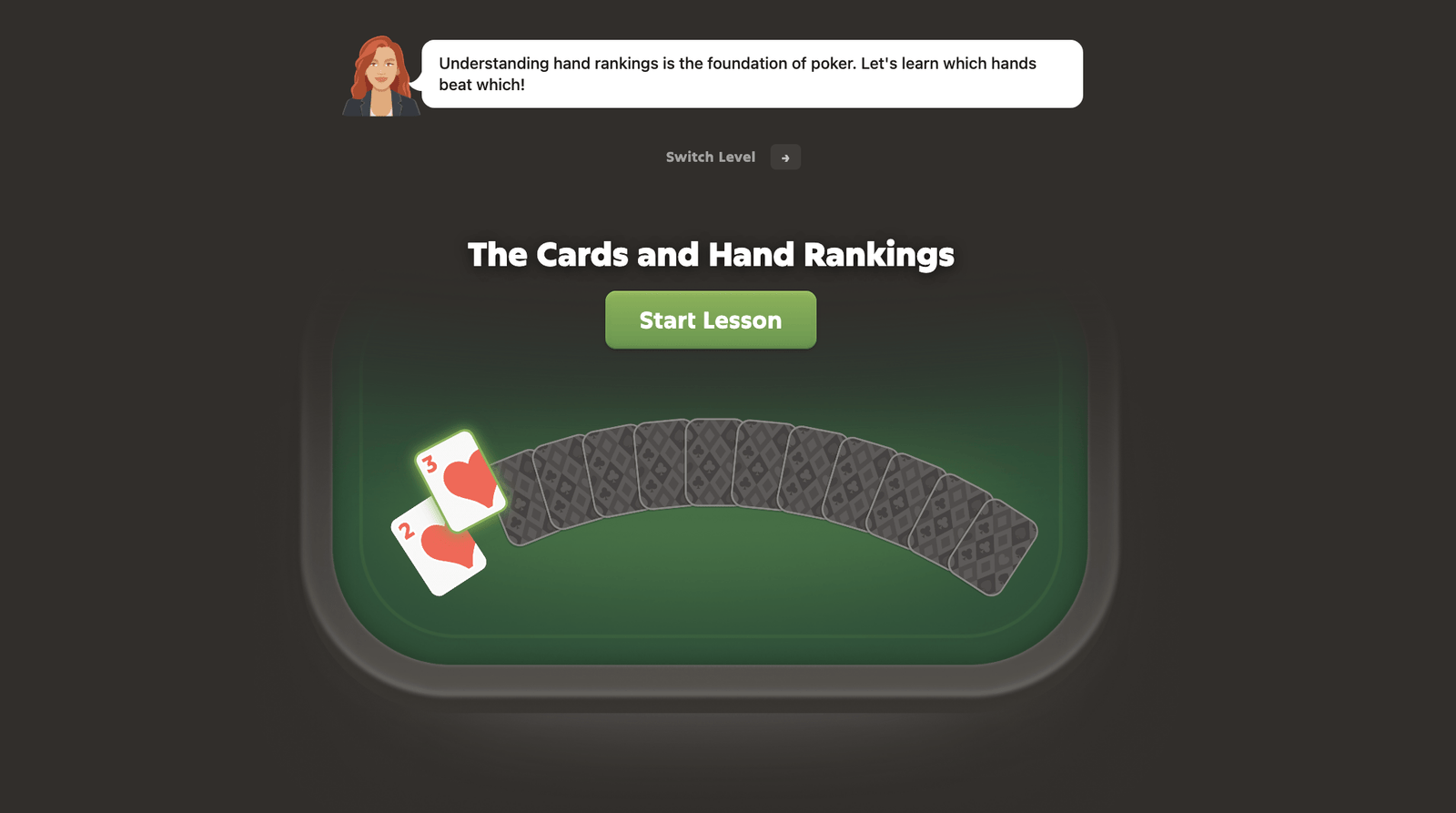 A screenshot of a lesson intro in Learning mode on Gambit