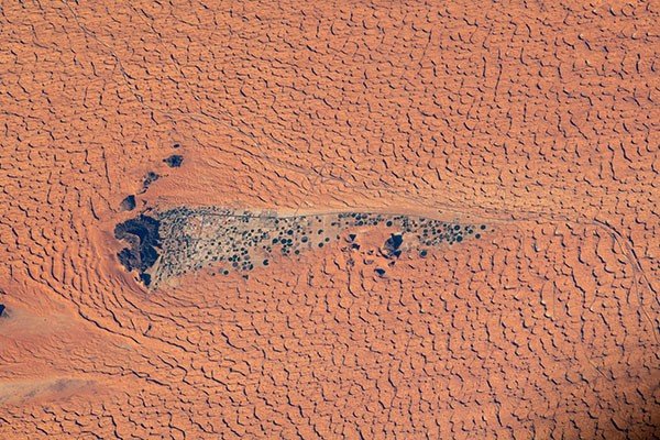 The city of Jubbah, Saudi Arabia, surrounded by the Nafud Desert, in an aerial picture from the International Space Station.