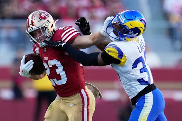 The San Francisco 49ers and Los Angeles Rams during a match in 2025. 