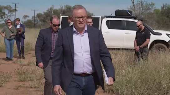 Prime Minister Anthony Albanese in Alice Springs visiting the family of Kumanjayi Little Baby