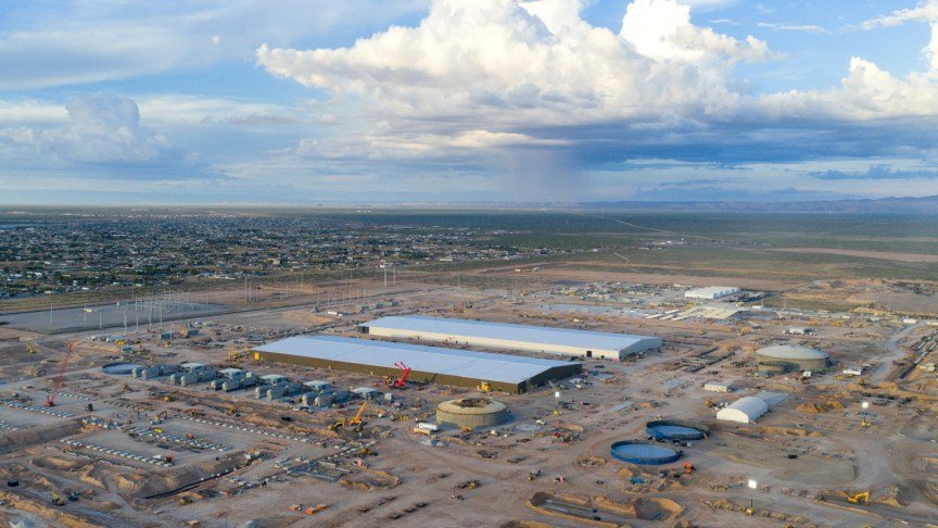 An aerial view of AI data center construction in Texas.