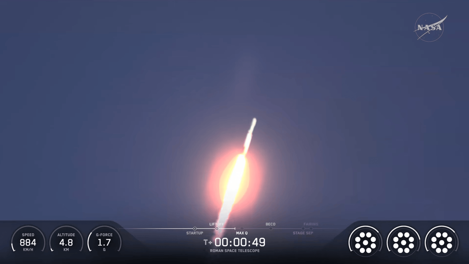a white rocket launching a