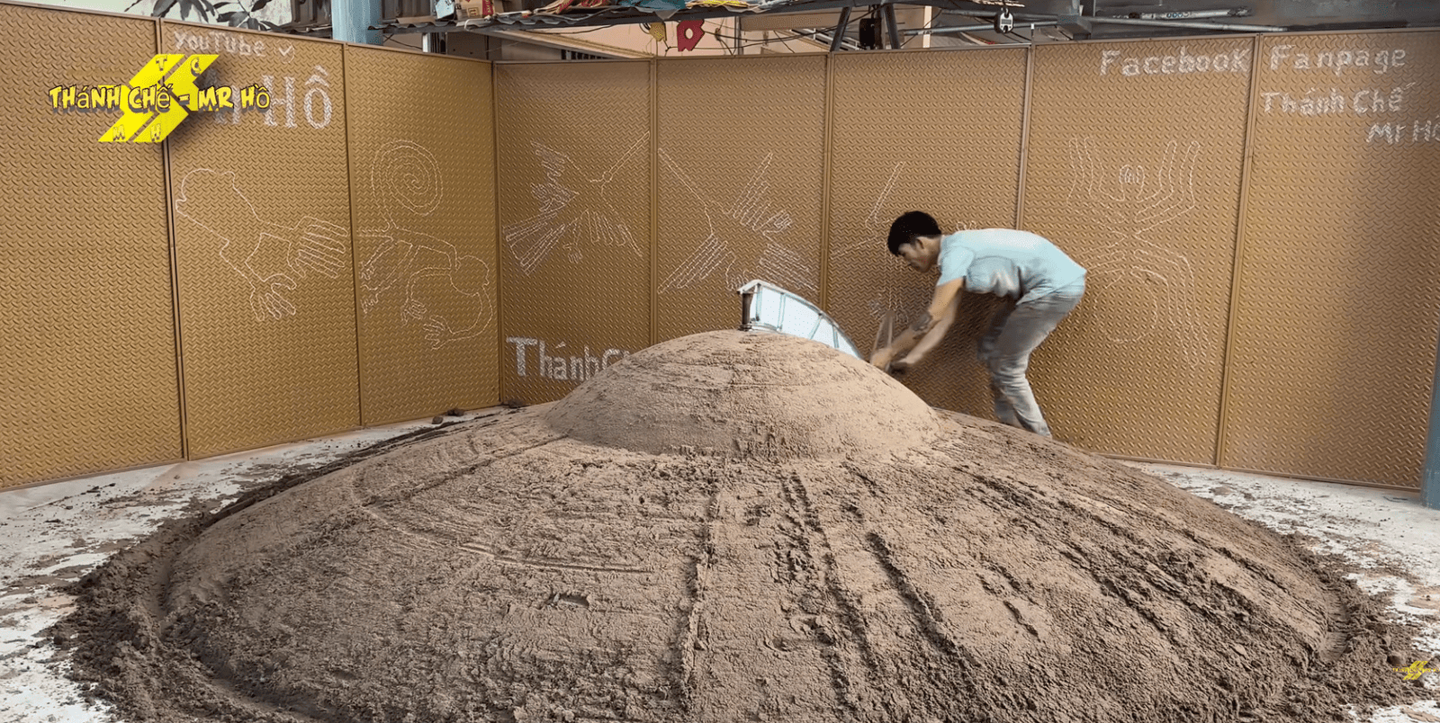 a pile of sand shaped like a flying saucer