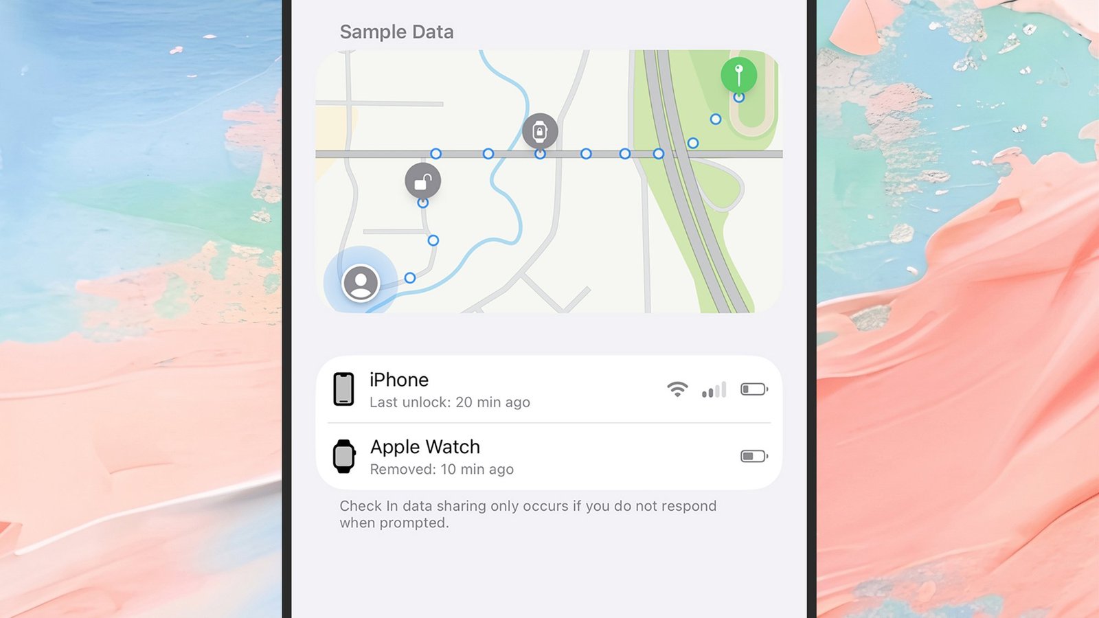 iOS check in app on a phone screen