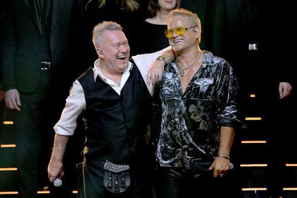 Jimmy Barnes and Jon Stevens perform at the concert.