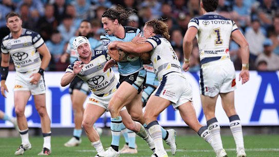 Nicho Hynes in action against the Cowboys.