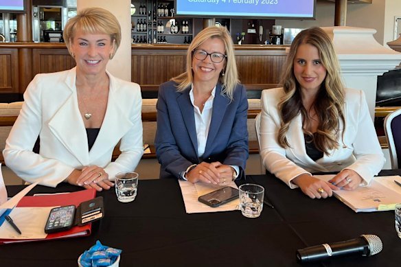 Senator Michaelia Cash, Deputy WA Liberal leader Libby Mettam and outgoing WA Liberal President Caroline Di Russo at Di Russo’s election in 2023.