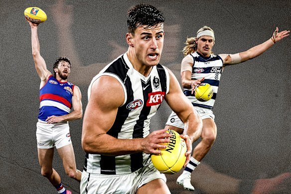 Brownlow Medal contenders Marcus Bontempelli, Nick Daicos and Bailey Smith.
