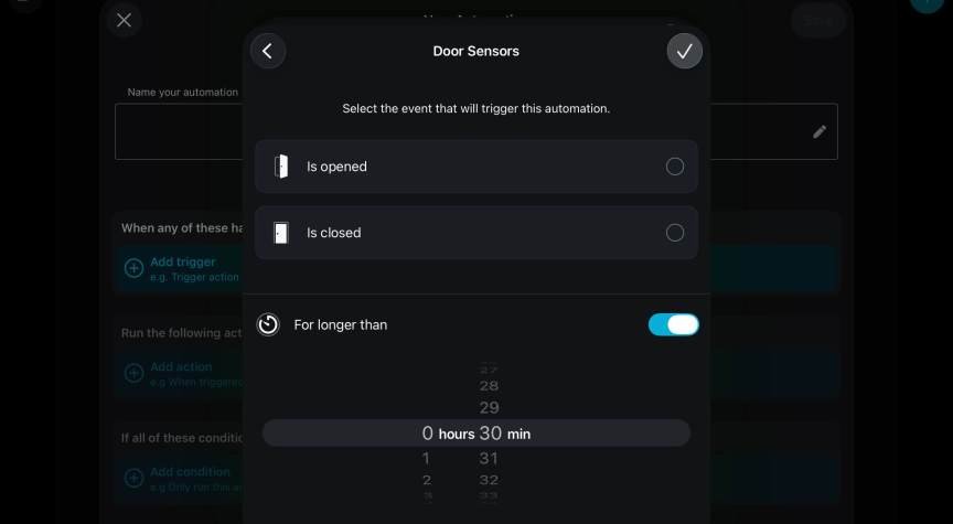 Abode app showing CUE setup.