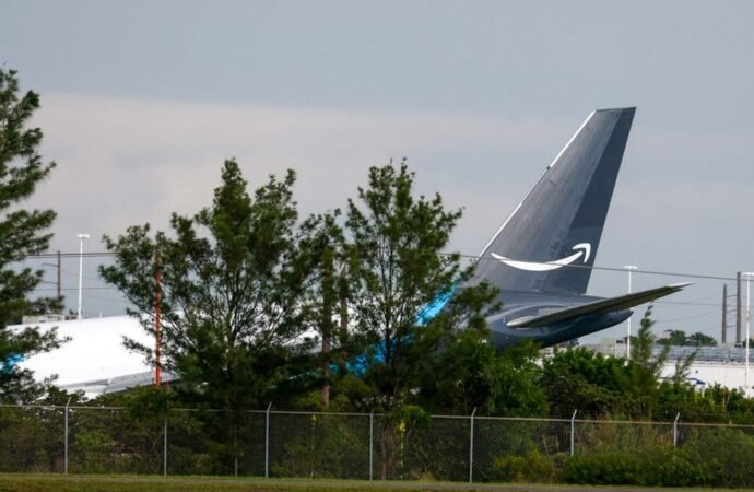 An Amazon Prime Air cargo plane crashed after it overshot a runway at Miami International Airport
