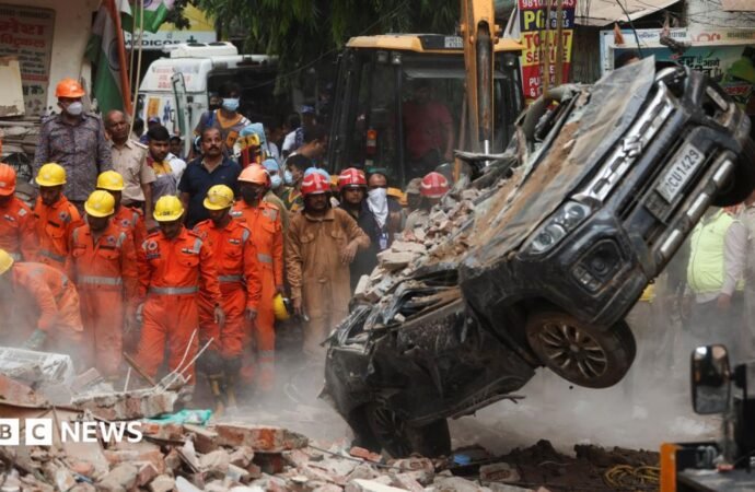 Dozens feared trapped in collapsed building in Delhi