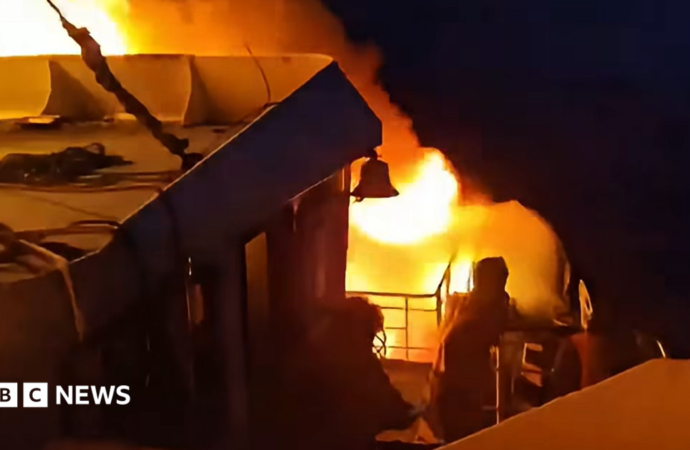 Five dead and 86 missing as fire breaks out on ferry in the Philippines