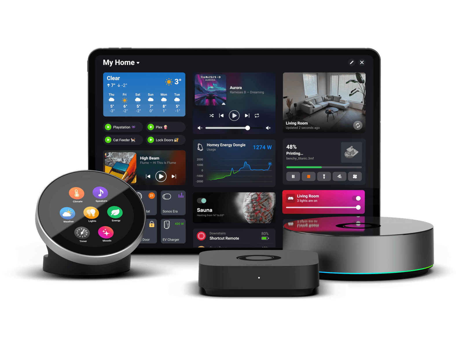 The Portal works with Homey Pro, Homey Pro mini, Homey Cloud (free for up to 5 devices), and Homey Self-Hosted Server.