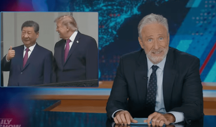 Jon Stewart Takes Aim at Trump’s Meeting With Chinese President: ‘How Does America Even Stay on the Map?’