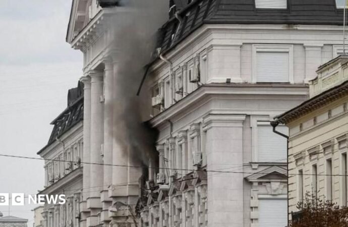 Russian drone hits Ukranian security headquarters, Zelensky says