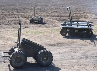 Ukrainian war robots with microphones and speakers are listening in and broadcasting surrender messages to Russian troops