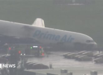 Video shows damaged Amazon cargo plane after crash