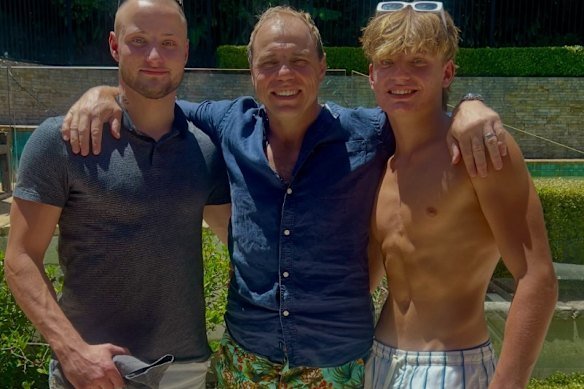 Charlie Waugh (right) posted an Instagram tribute image of his brother Jack (left), with their dad, former Wallaby Phil Waugh. 