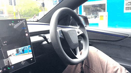 Tesla’s self-driving in action.