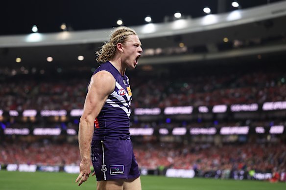 Hayden Young celebrates his goal.