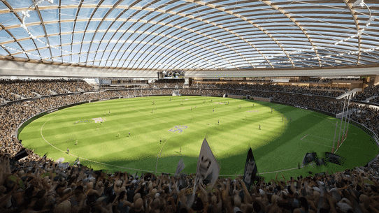 Supplied images project what the proposed AFL stadium at Macquarie Point in Hobart, Tasmania, will look like.