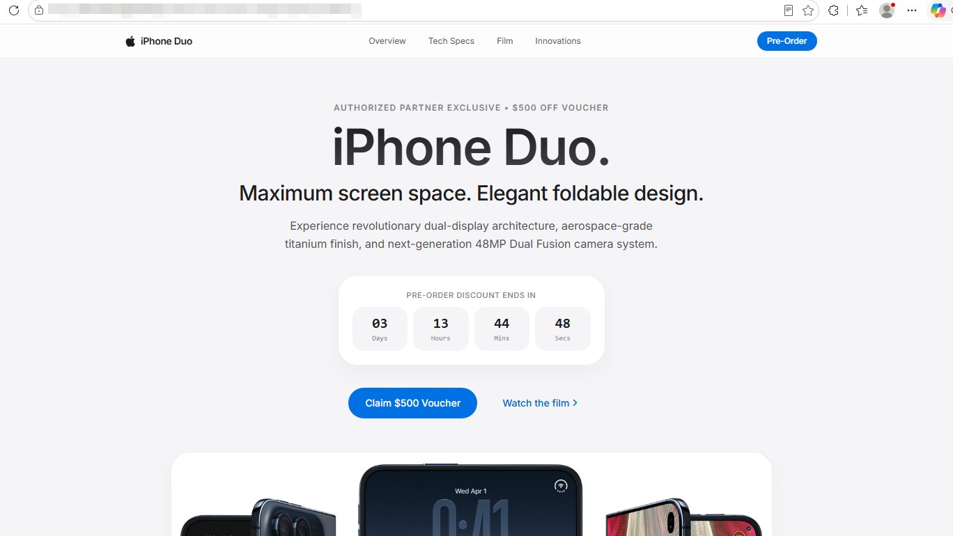 Image of a DarkSword iPhone Duo preorder scam